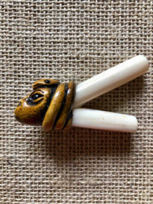 Bone Kuripé with Jaguar Decoration
